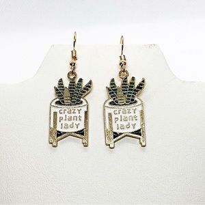 Earrings Plant Succulent Crazy Plant Lady Funny Gift Plant Lovers Gardeners Boho